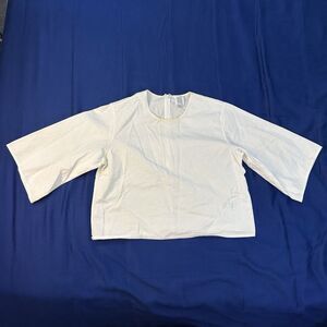 Rosie Assoulin Shirt Womens Extra Small XS Crew Neck White Back Zip Blouse Top